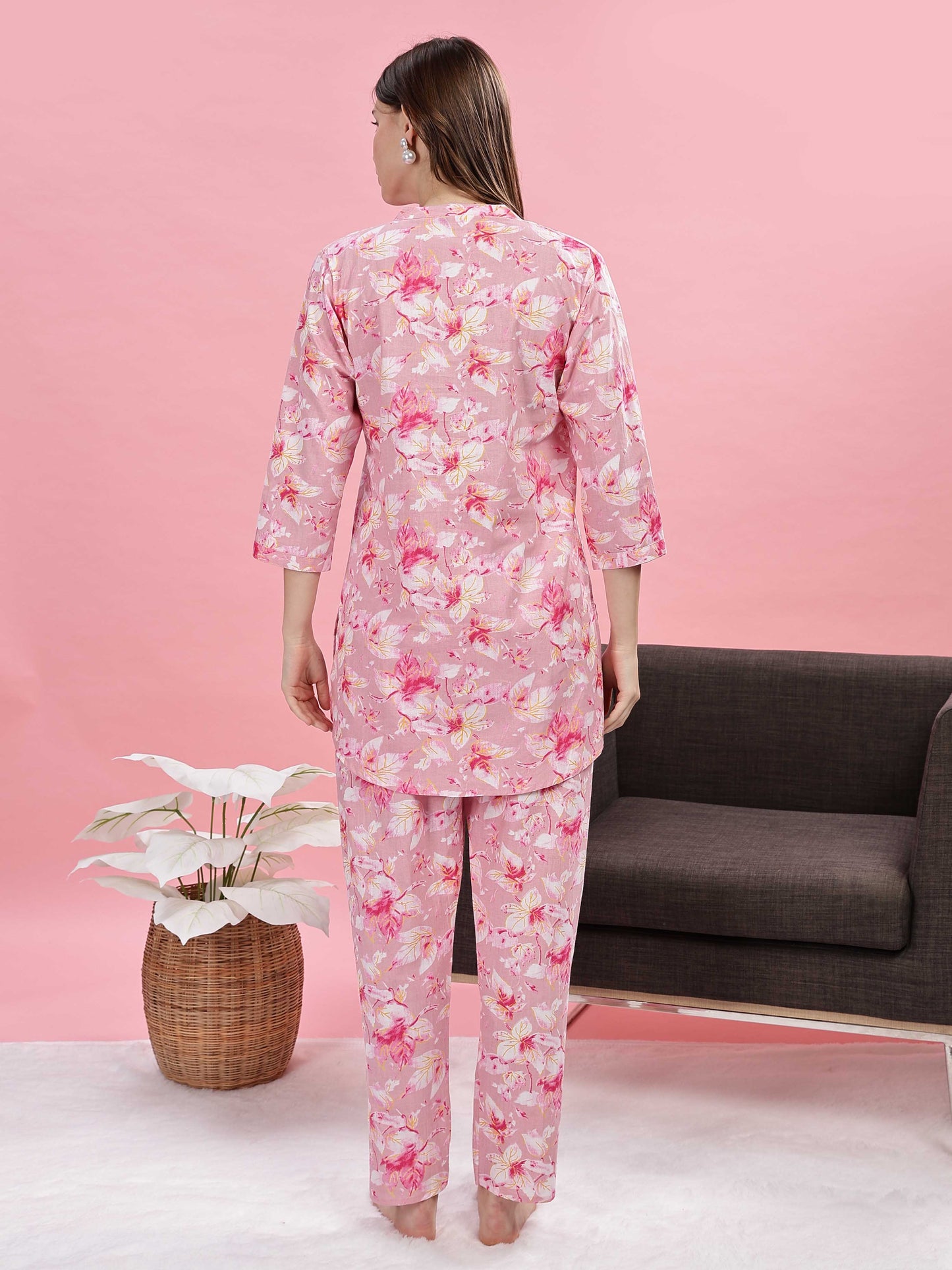 Soft Pink Cotton Pyjama Set for Women Comfortable Sleepwear