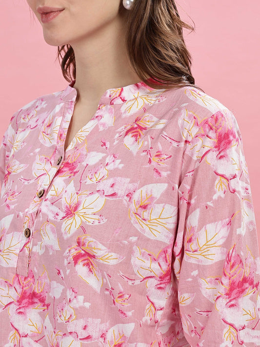 Soft Pink Cotton Pyjama Set for Women Comfortable Sleepwear