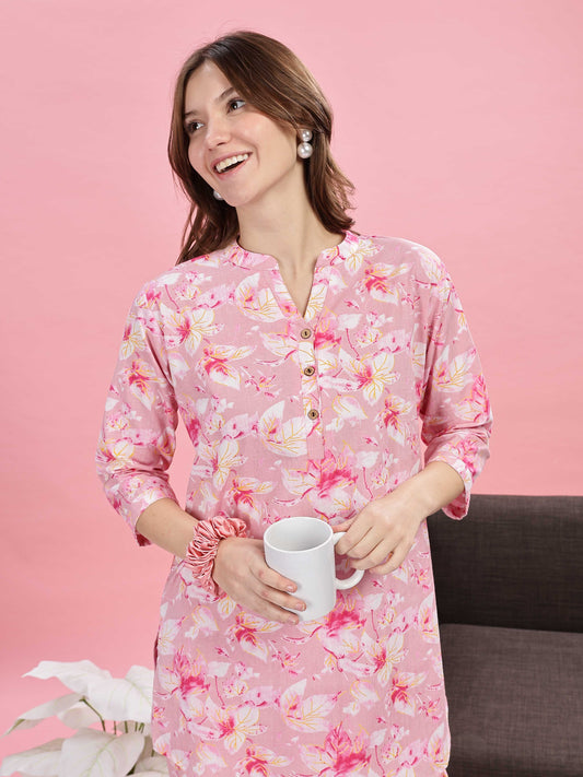 Soft Pink Cotton Pyjama Set for Women Comfortable Sleepwear