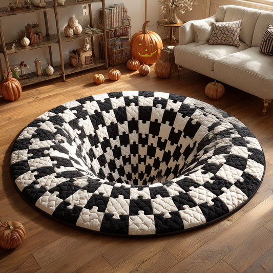 Checkered Void Quilted Round Mat NCU0TV307