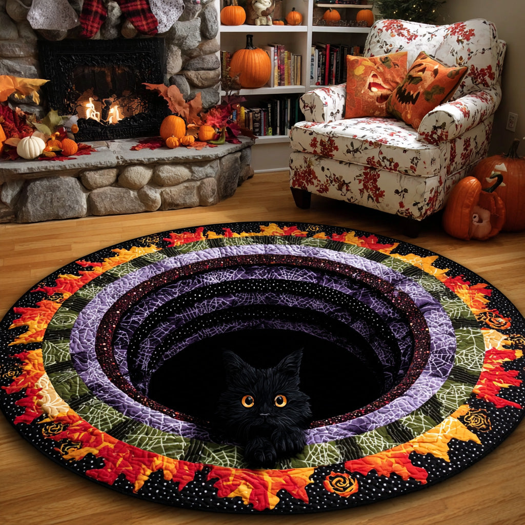 Midnight Spiral Quilted Round Mat NCU0VL2874