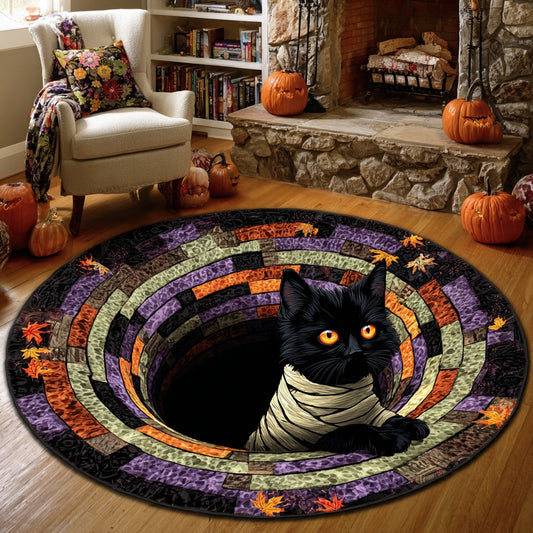 Mummy Whiskers Quilted Round Mat NCU0VL2887