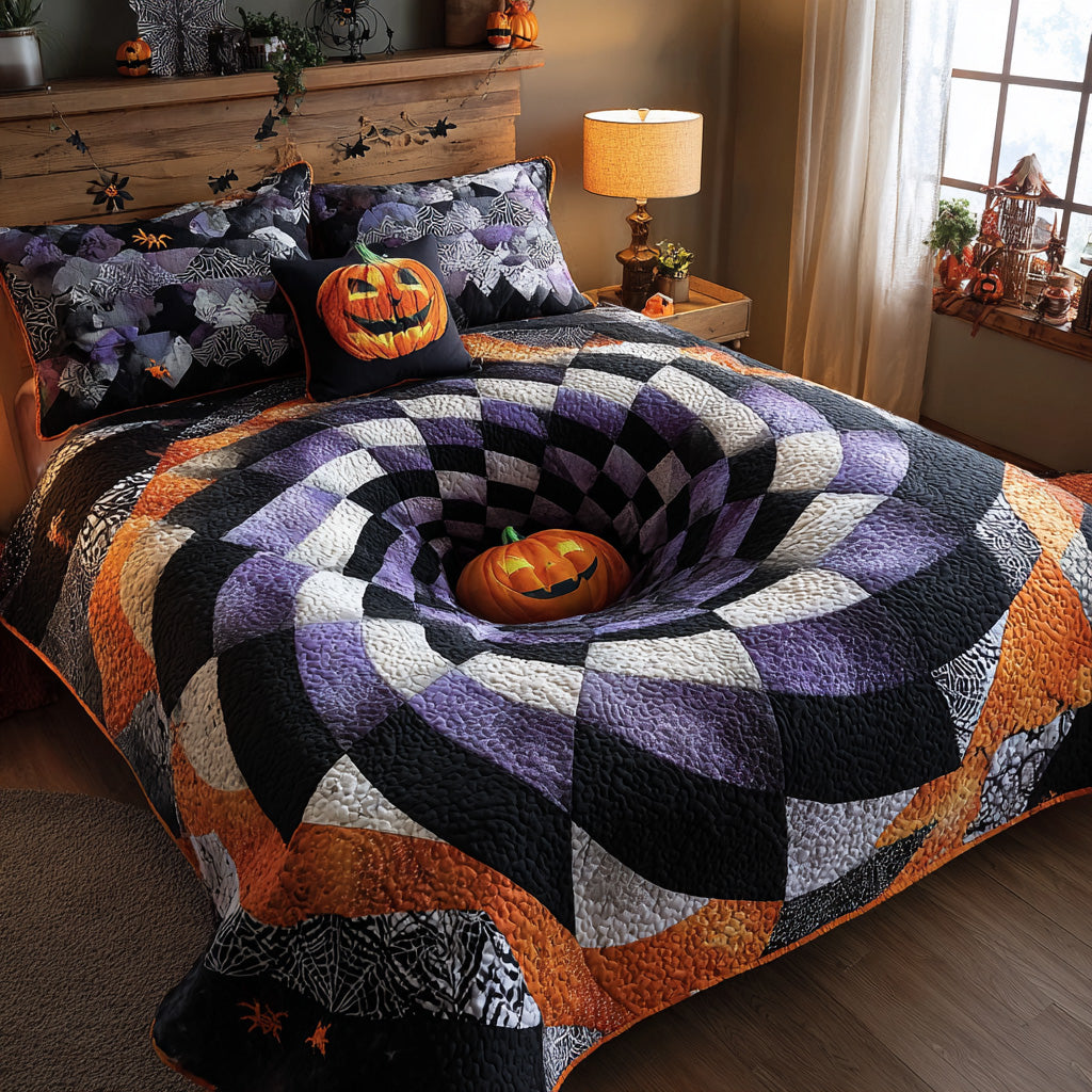 Pumpkin Abyss 3-Piece Quilted Bedding Set NCU0DV7569