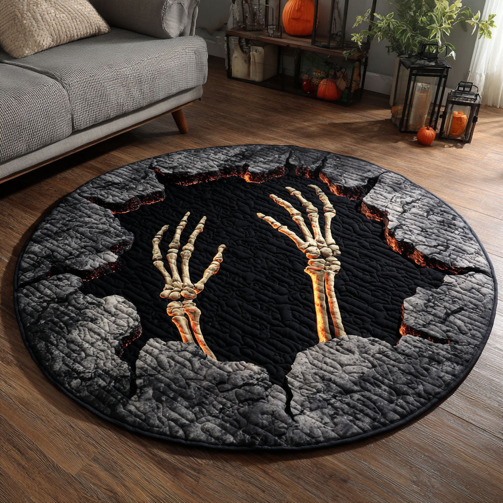 Skeleton Hands Quilted Round Mat NCU0TV445