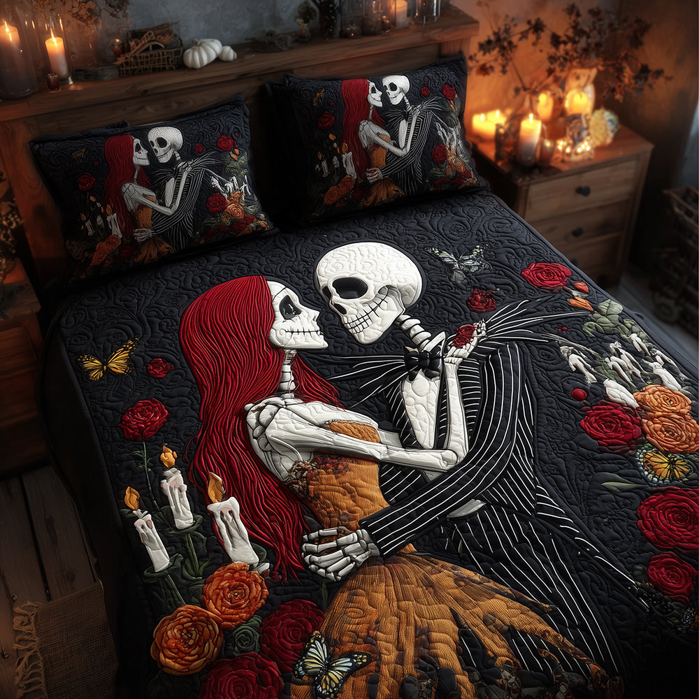 Skeleton Romance Quilted Bedding Set NCU0TH3225