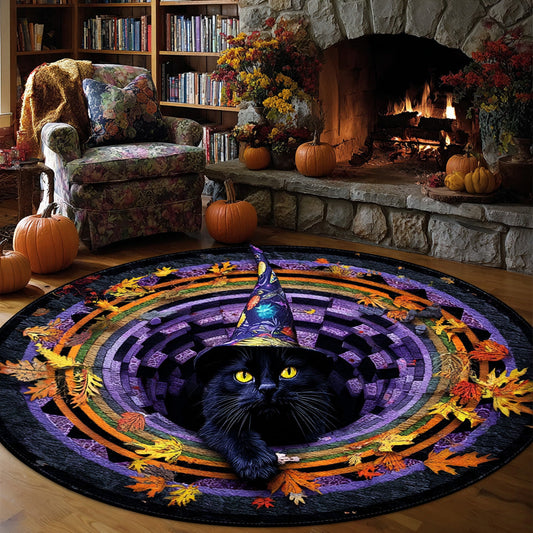 Twilight Whiskers Quilted Round Mat NCU0VL2889
