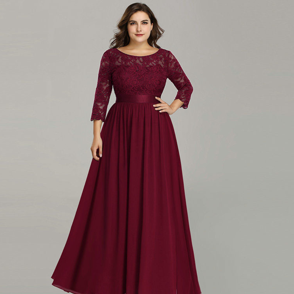 Ever-Pretty Plus Size Floral Lace Bridesmaid Dresses Long Evening Party Gowns