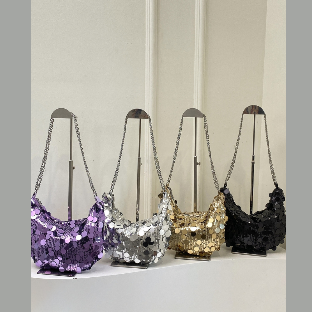 Sequin Chain Crossbody Bag