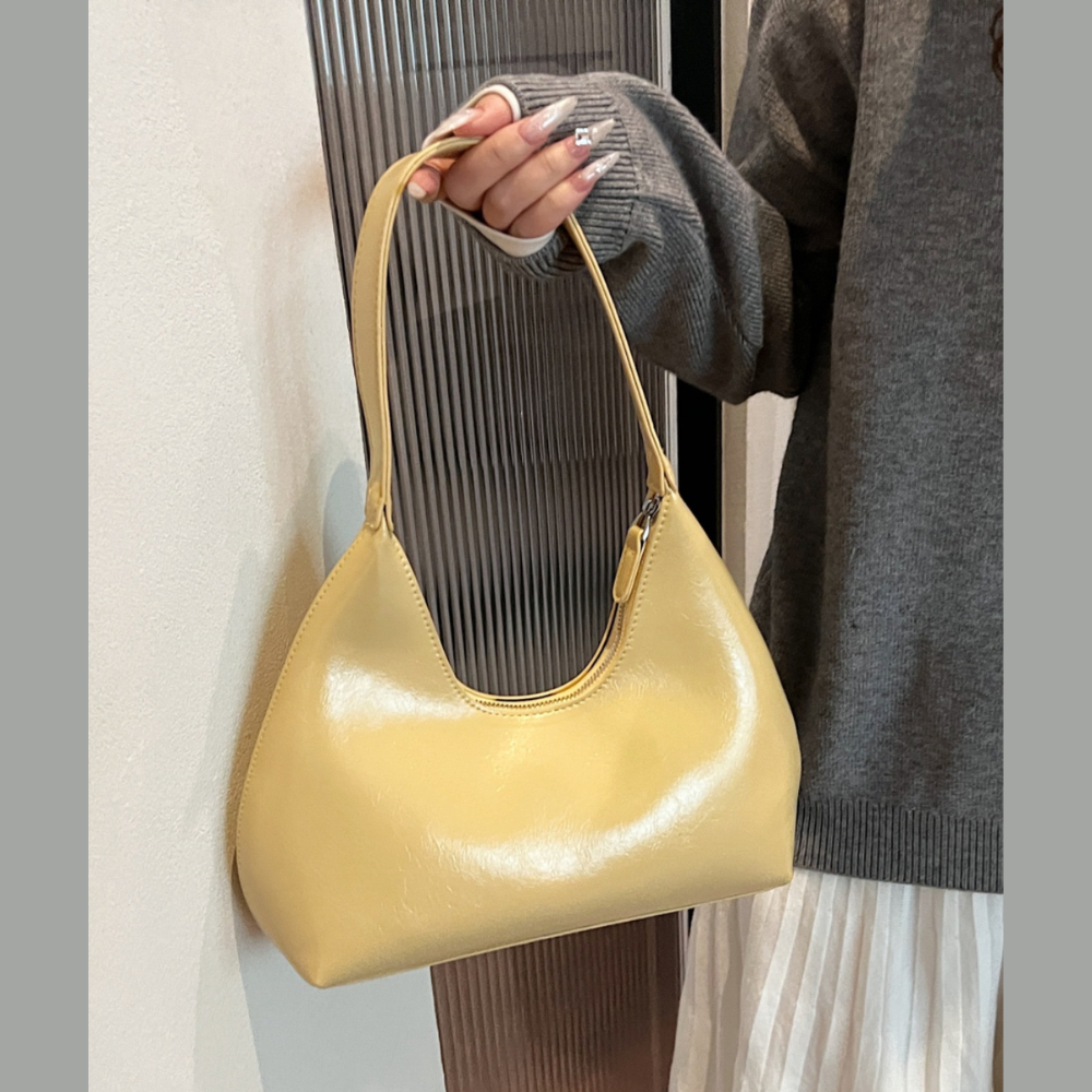 PU Leather Shoulder Bag with Zip