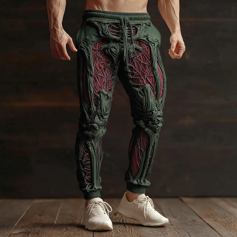 Men's Vintage Halloween Skeleton Art Sweatpants