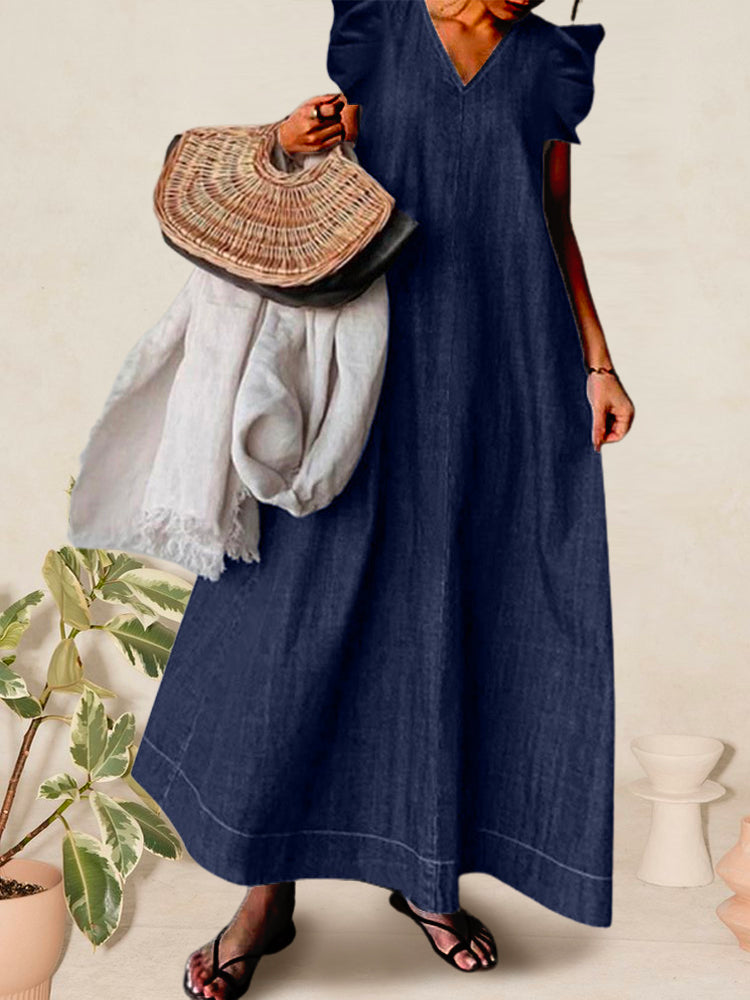 V-Neck Loose Maxi Dress