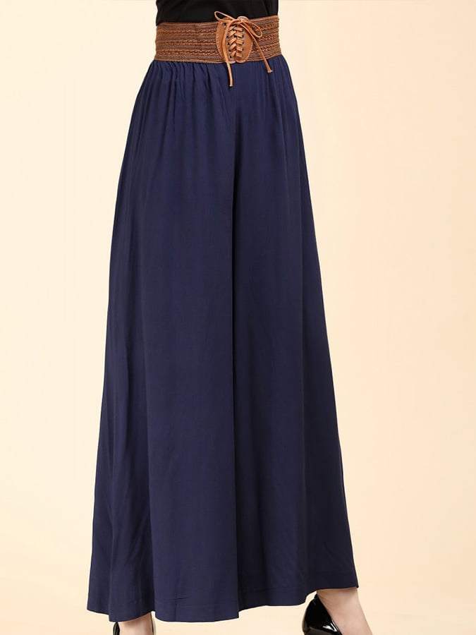 Ladies Cotton Linen Casual Loose Wide Leg Pants
