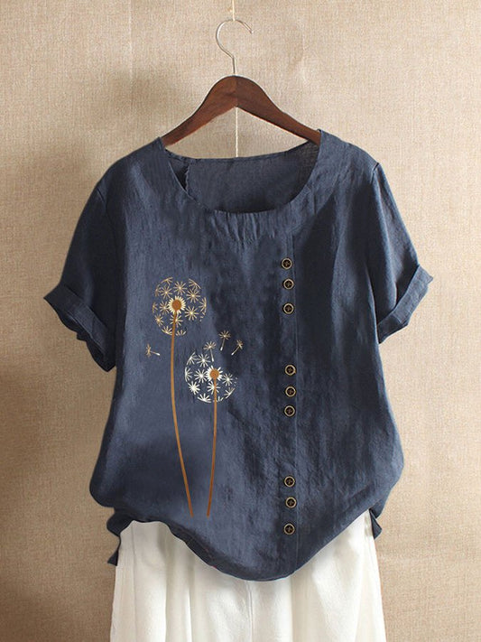 Airrys™ Cotton Linen Print  Short Sleeve Shirt