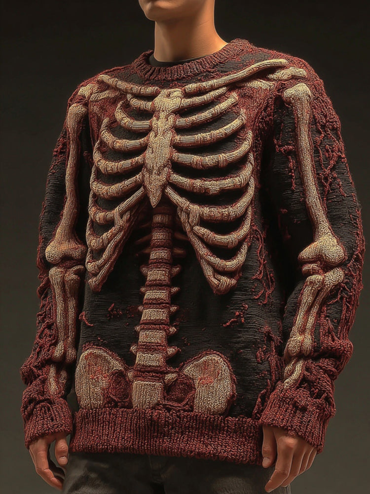 Men's Vintage Skeleton Gradient Art Cozy Sweater