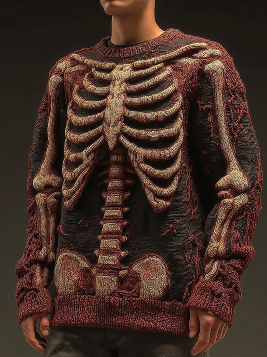 Men's Vintage Skeleton Gradient Art Cozy Sweater