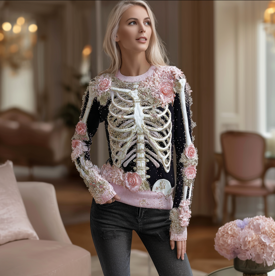 Halloween Human Anatomy Design Women's Knit Sweater
