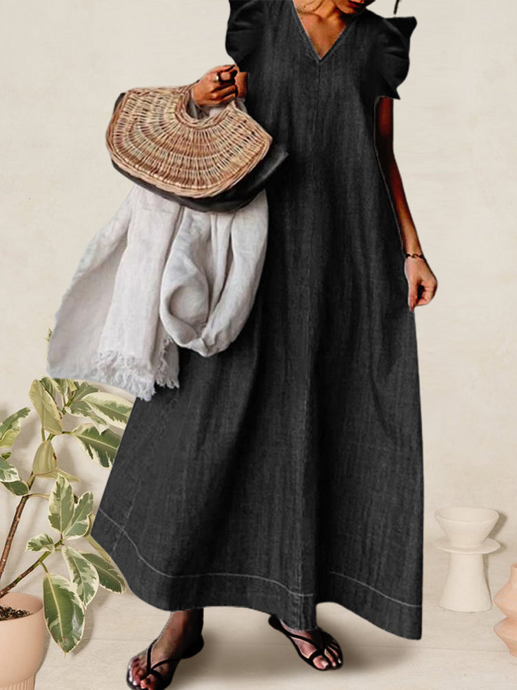 V-Neck Loose Maxi Dress