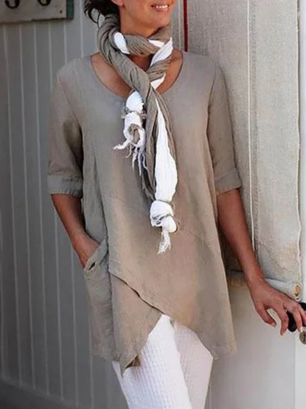 Airrys™ Women's Round Neck Solid Color Casual Cotton Linen Short Sleeves