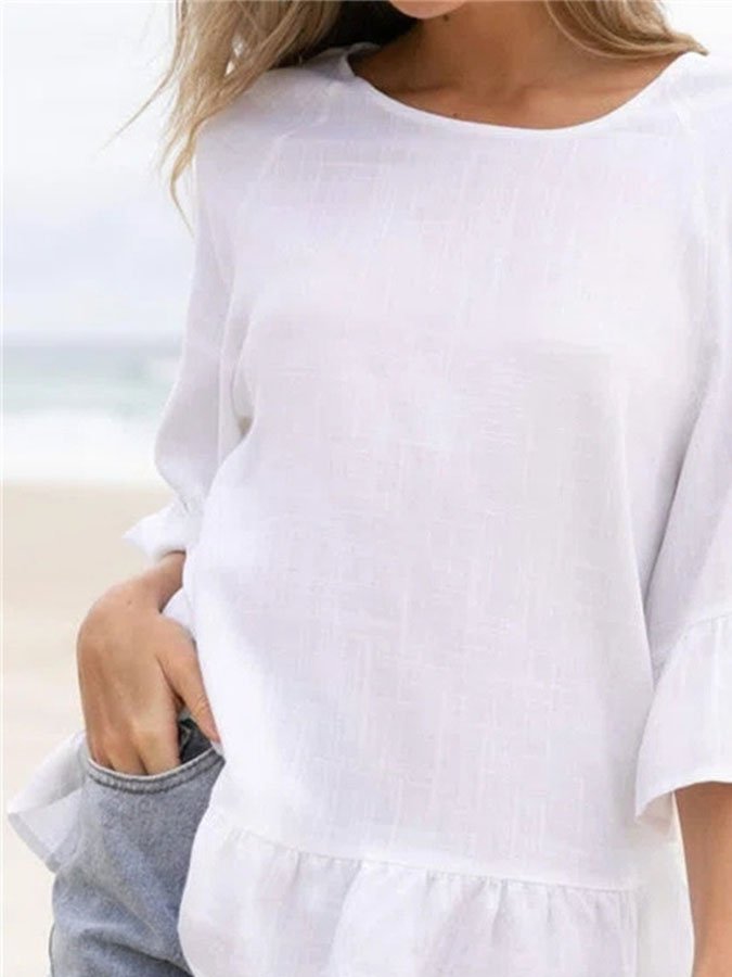Airrys™ Casual Cotton And Linen Mid-Sleeve Top