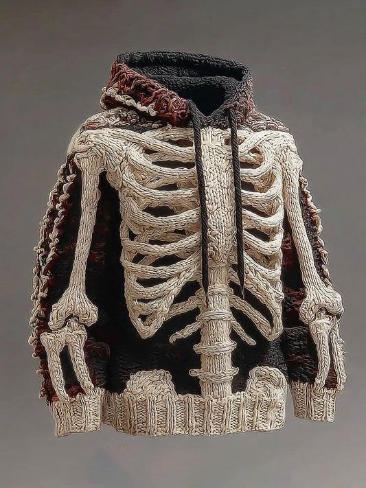 Halloween Skull Art Knitted Hooded Sweater