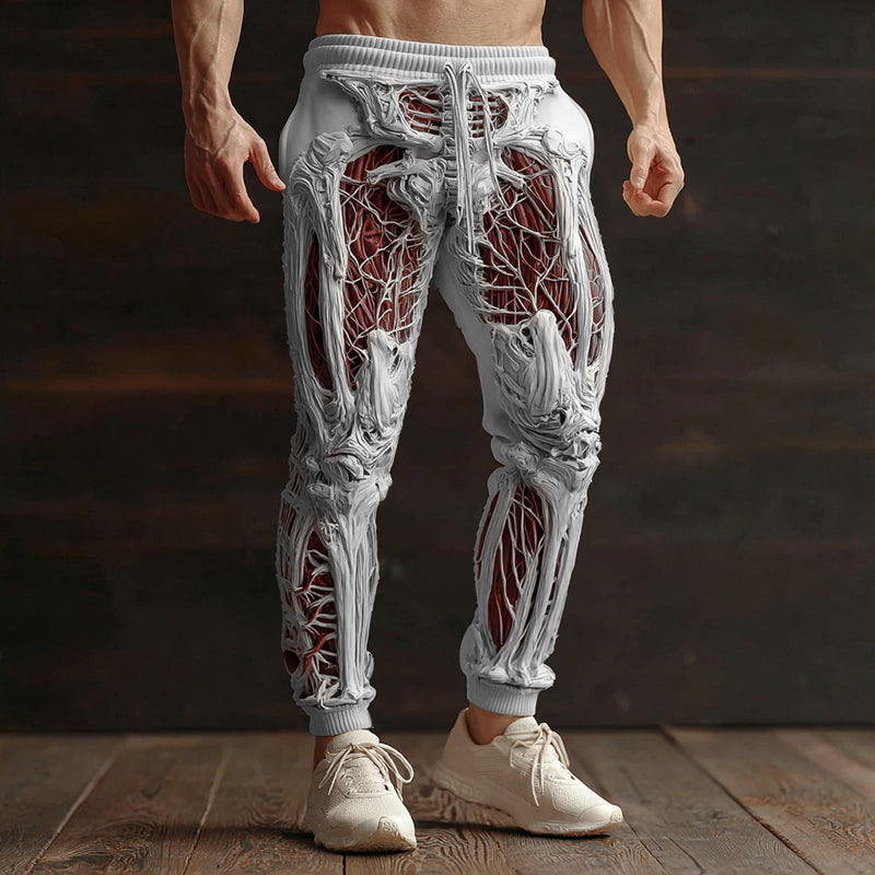 Men's Vintage Halloween Skeleton Art Sweatpants