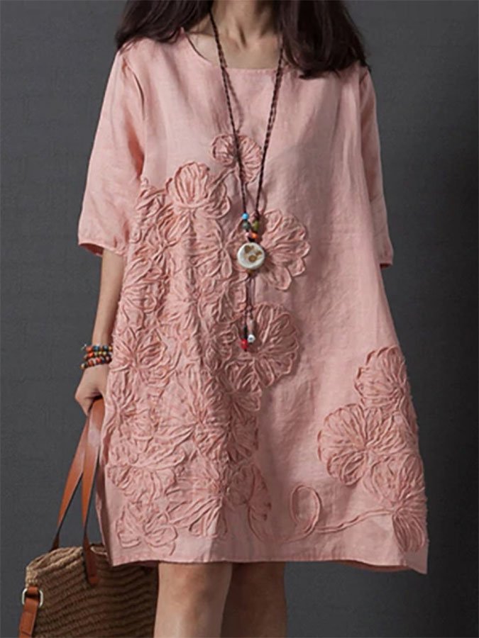 Airrys™ Loose Embroidered Solid Dress
