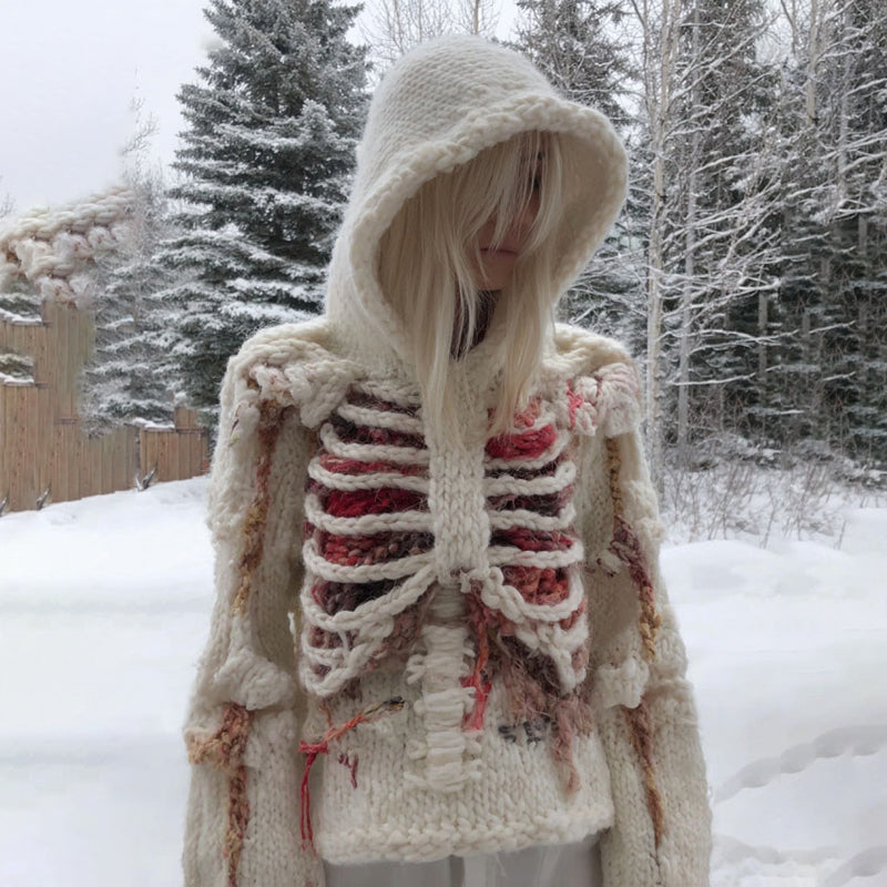 Women's Vintage Halloween Art Cozy Hooded Sweater