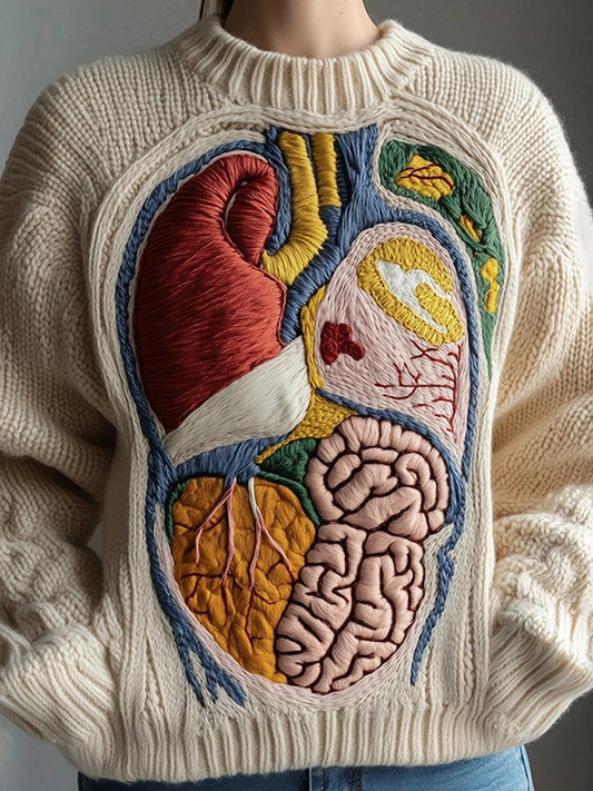 Classic Halloween Anatomy Art Chunky Knitted Sweater