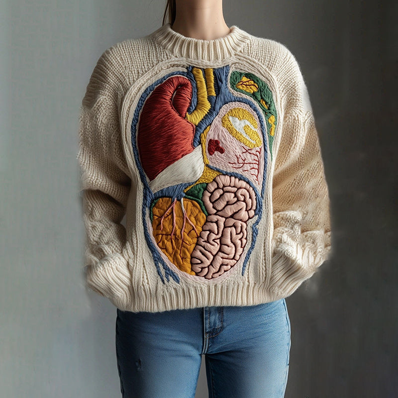 Classic Halloween Anatomy Art Chunky Knitted Sweater