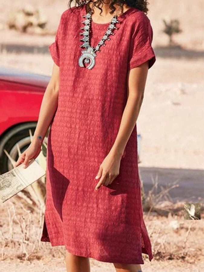 Airrys™ Ladies Spring/Summer Round Neck Short Sleeve Midi Dress