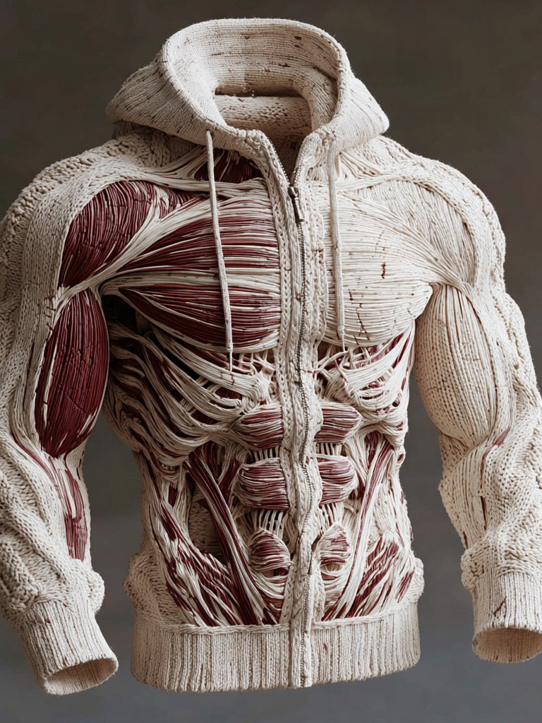 Anatomical Art Men's Casual Warm Zip-up Sweater