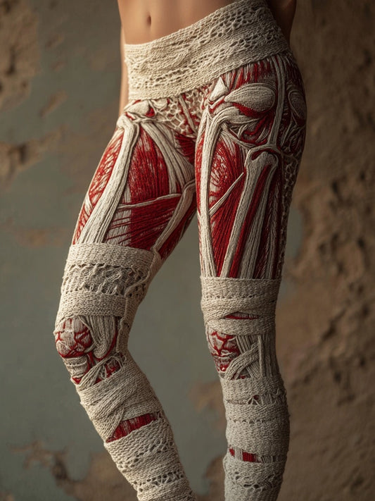 Muscle Anatomy Bandages Vintage Cozy Knit Leggings