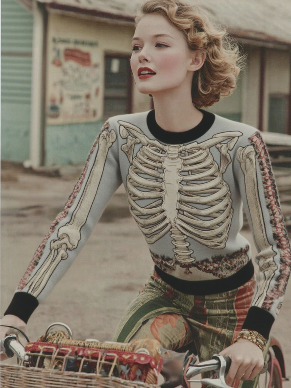 Vintage Halloween Anatomy Art Chunky Knitted Sweater