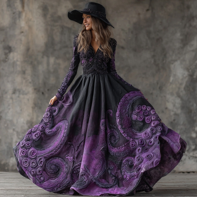 Women's Halloween Octopus Tentacle Print Dress