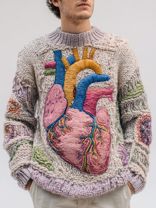 Men's Vintage Anatomical Art Cozy Knit Sweater