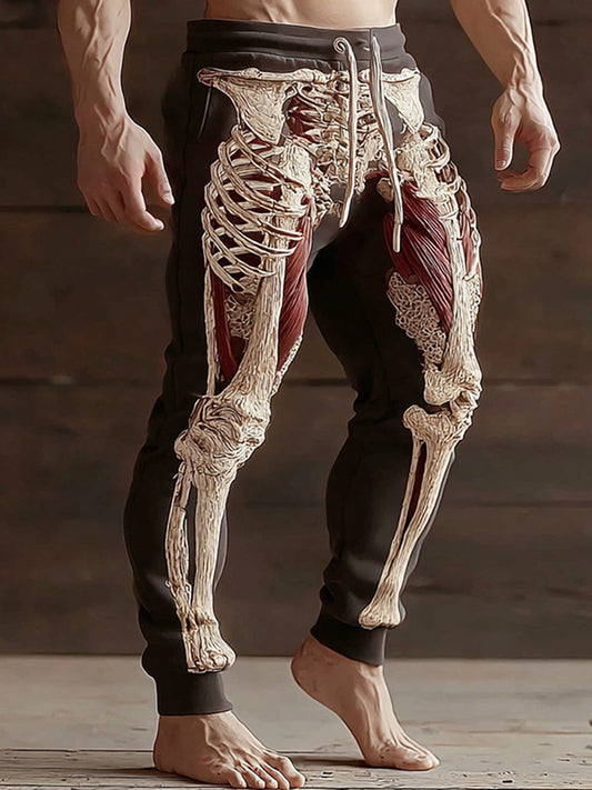 Men's Vintage Halloween Skeleton Art Sweatpants