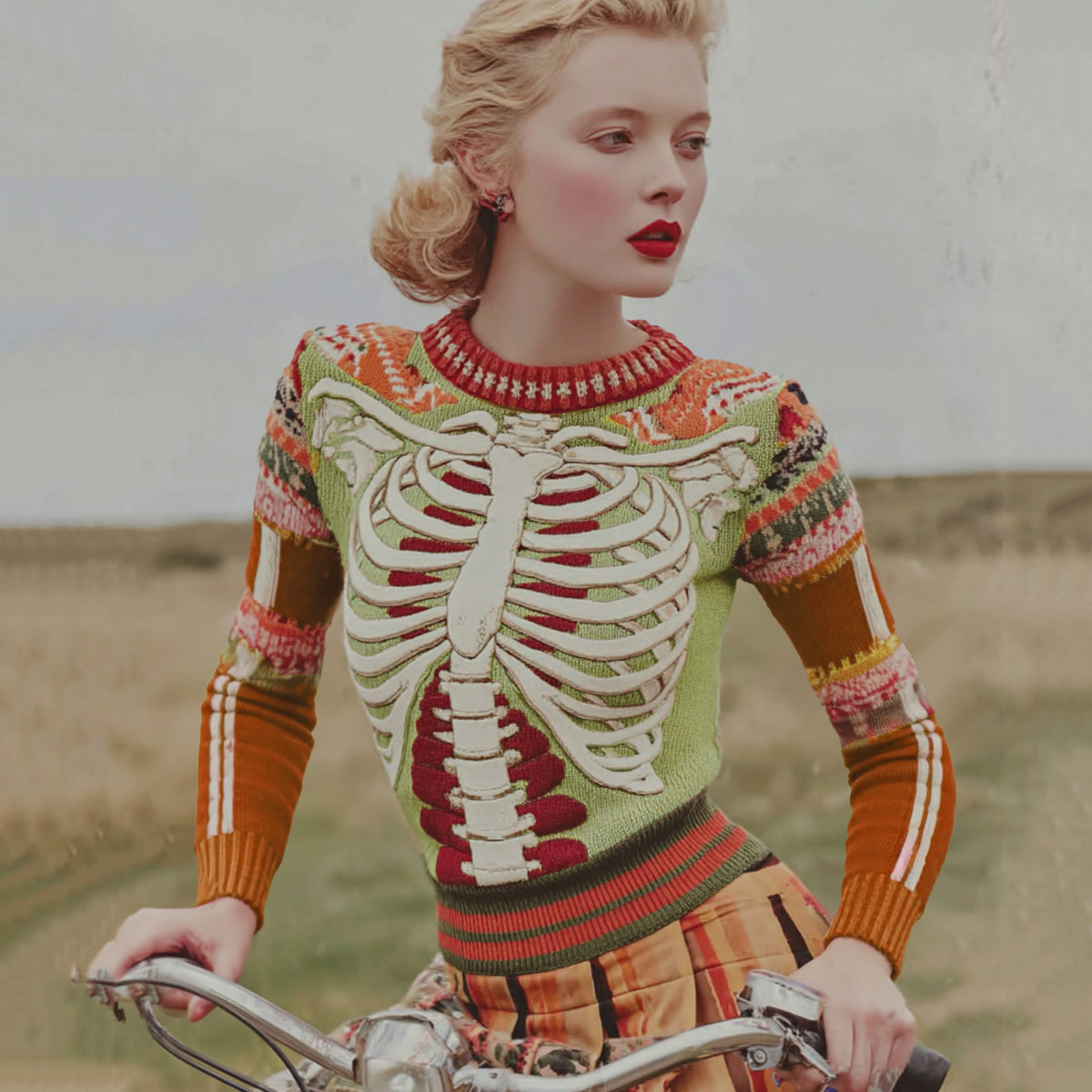 Vintage Halloween Anatomy Art Chunky Knitted Sweater