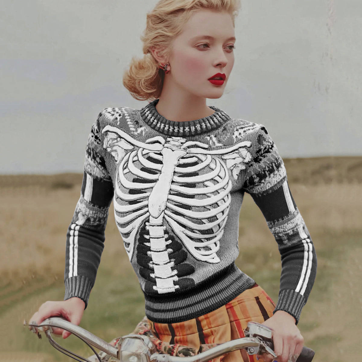 Vintage Halloween Anatomy Fresh Look Art Chunky Knitted Sweater