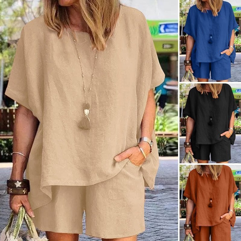 Solid color Elastic waist Suit