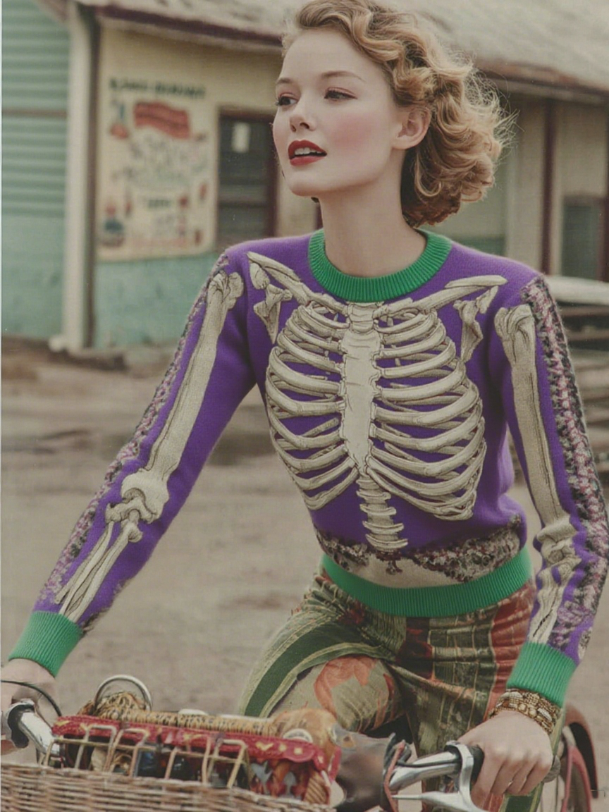 Vintage Halloween Anatomy Art Chunky Knitted Sweater