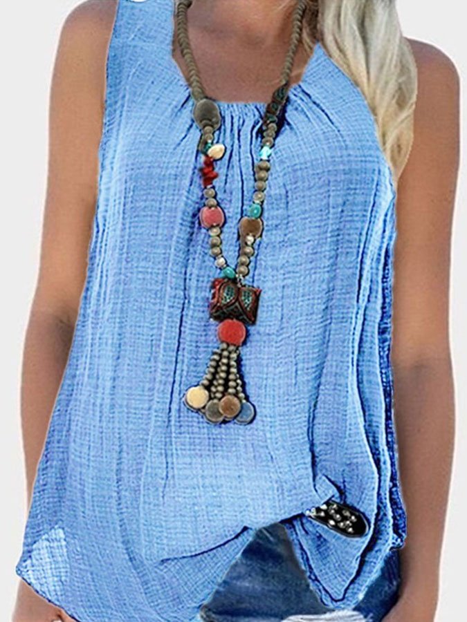 Airrys™ Casual Crew Neck Solid Color Sleeveless Tank Top