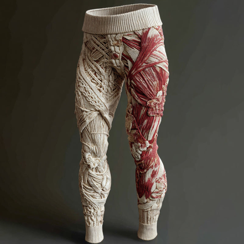 Women's Vintage Skeleton Muscles Art Gradient Cozy Leggings