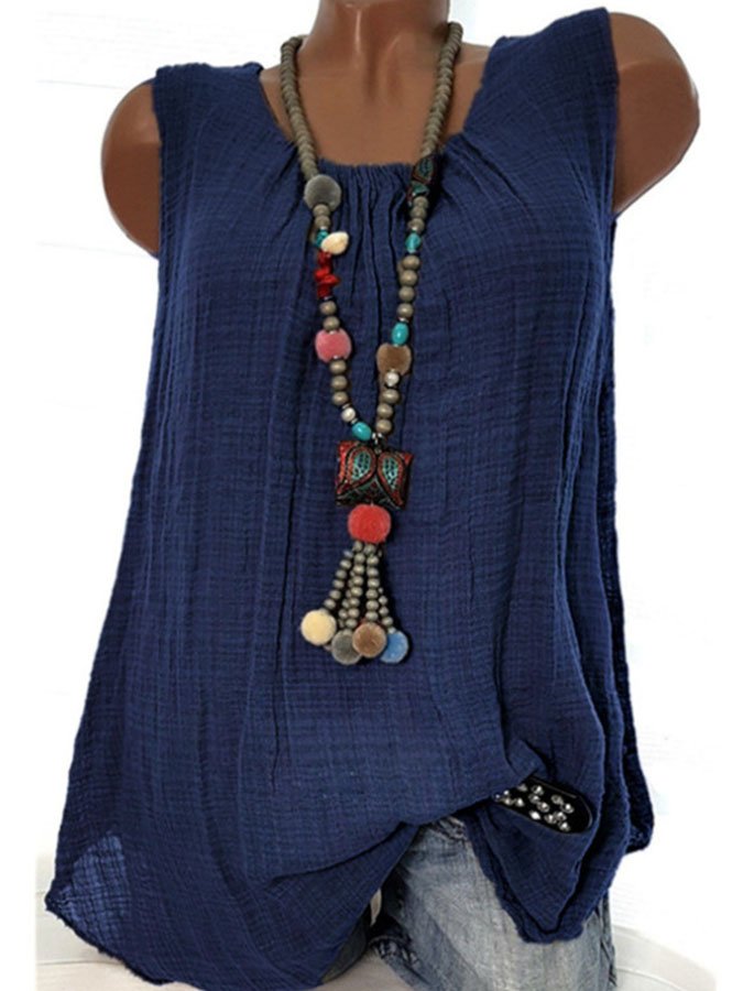 Airrys™ Casual Crew Neck Solid Color Sleeveless Tank Top