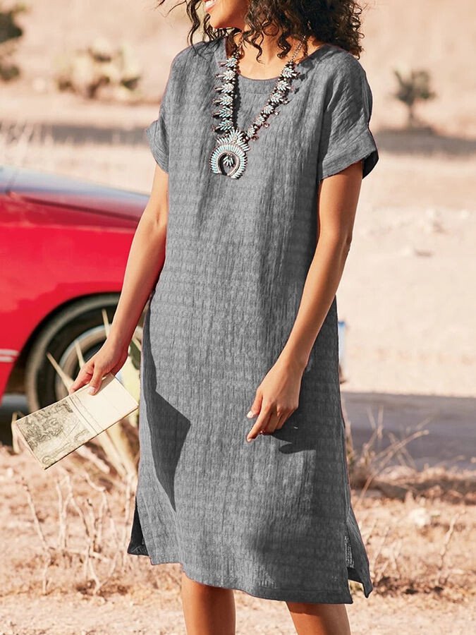 Airrys™ Ladies Spring/Summer Round Neck Short Sleeve Midi Dress