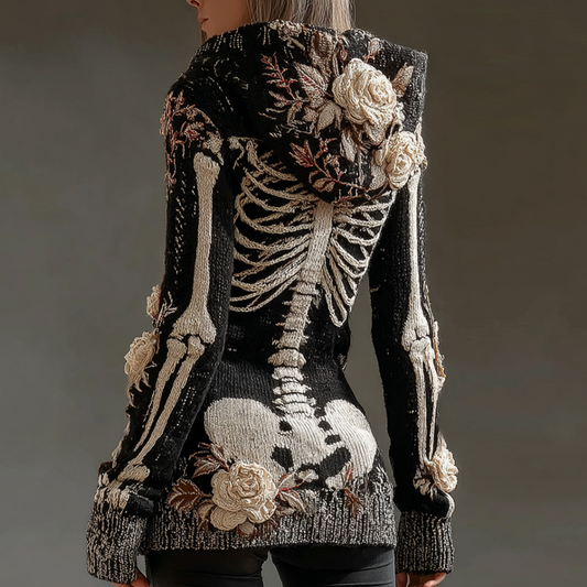 Ladies' Halloween Line Art Dark Style Knit Sweater Jacket