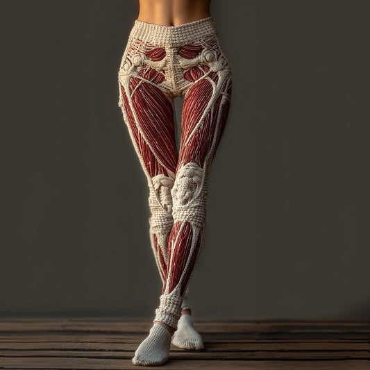 Halloween Vintage Muscle Anatomy Art Cozy Knit Leggings