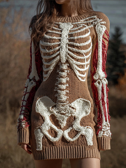 Halloween Anatomy Art Rice Color Blocked Ancient Dress