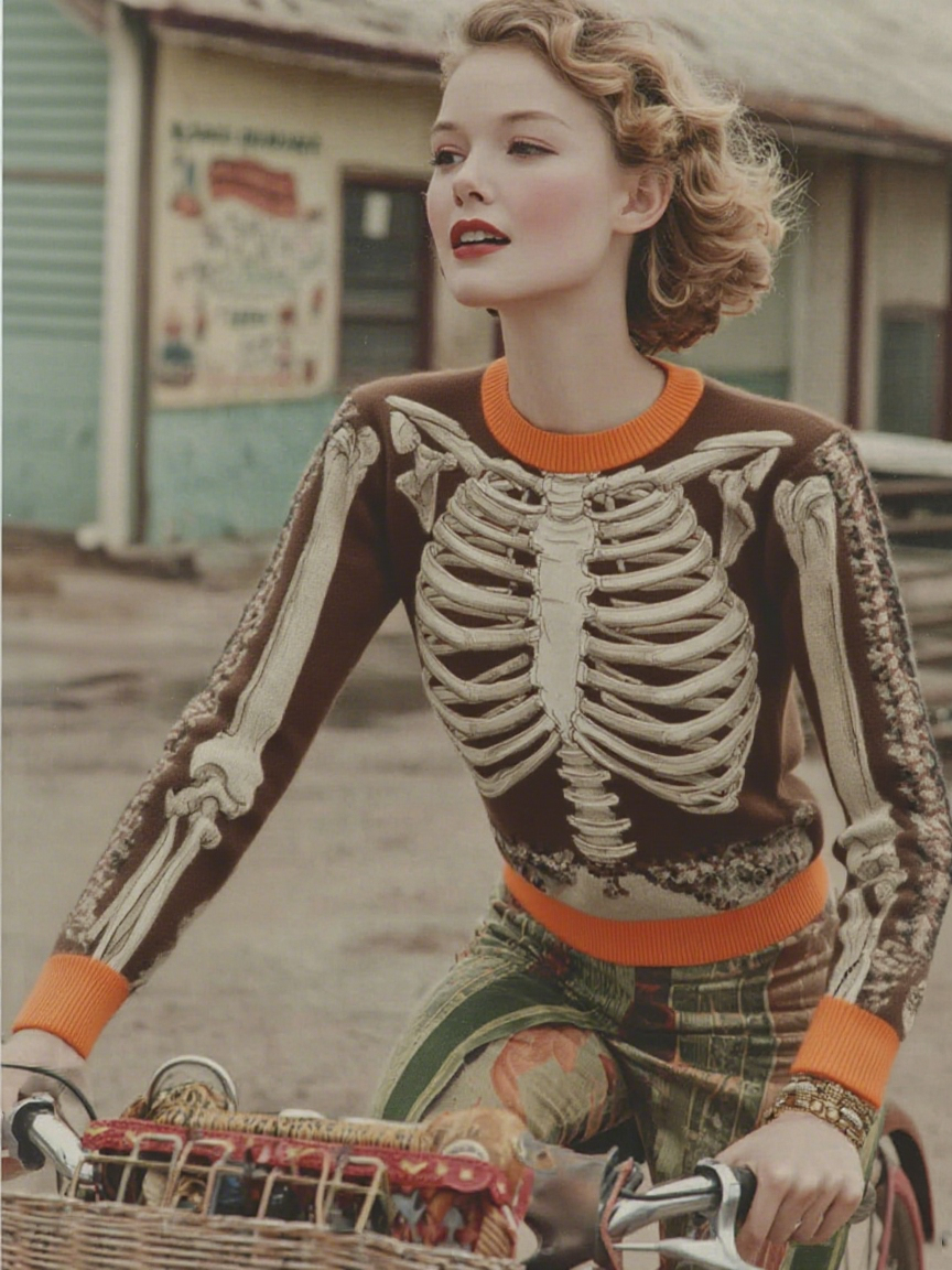 Vintage Halloween Anatomy Art Chunky Knitted Sweater