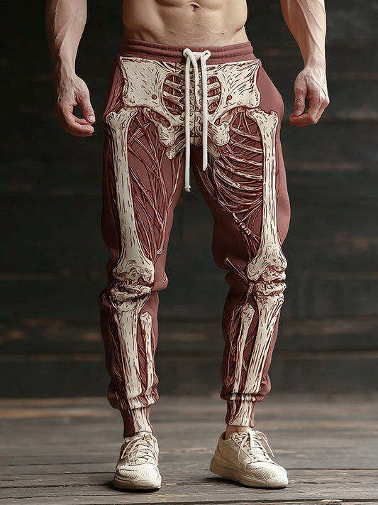 Men's Vintage Halloween Muscle Skull Art Sweatpants