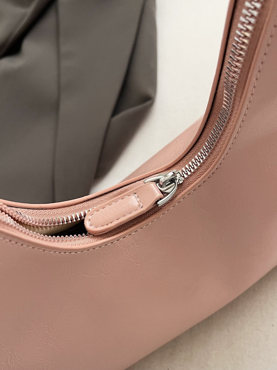 PU Leather Shoulder Bag with Zip